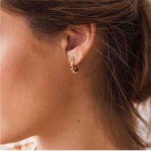 GOLD 14k Gold Plated Beaded Hoop Earrings